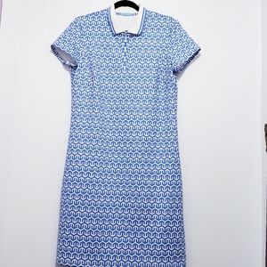 J.McLaughlin Blue White Printed T-Shirt Dess L